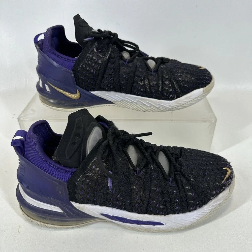 NIKE LEBRON JAMES XVIII Lakers CW2760-004 Basketball Shoes Black Youth Size 7‎ Y